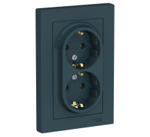 Розетка двойная 2К+З Systeme Electric AtlasDesign 16A 250V изумруд ATN000824