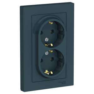 Розетка двойная 2К+З Systeme Electric AtlasDesign 16A 250V изумруд ATN000824