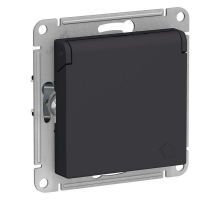 Розетка 2К+З Systeme Electric AtlasDesign 16A 250V со шторками и крышкой карбон ATN001046