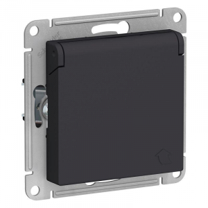 Розетка 2К+З Systeme Electric AtlasDesign 16A 250V со шторками и крышкой карбон ATN001046