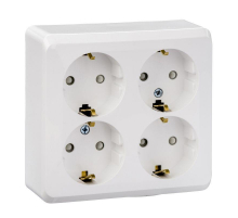 Розетка четырехместная 2К+З Systeme Electric Этюд 16A 250V со шторками белая PA16-208B