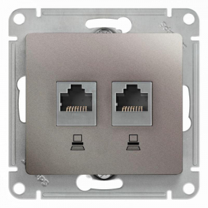 Розетка компьютерная двойная RJ45 Systeme Electric Glossa 5e кат UTP платина GSL001285KK