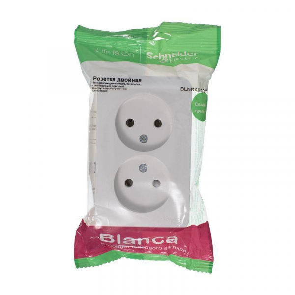 Розетка двойная 2К Systeme Electric Blanca 16A 250V белая BLNRA000211 Розетка двойная 2К Systeme Electric Blanca 16A 250V белая BLNRA000211