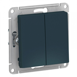 Переключатель двухклавишный проходной Systeme Electric AtlasDesign 10A 250V изумруд ATN000865