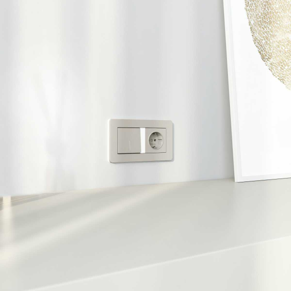 Розетка с заземлением и шторками (дымчатый) W1271104/ a069463