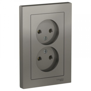 Розетка двойная 2К Systeme Electric AtlasDesign 16A 250V сталь ATN000920