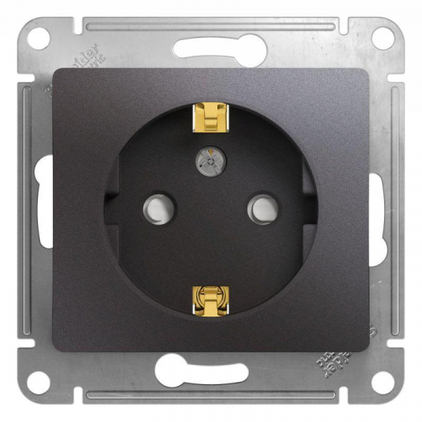 Розетка 2К+З Systeme Electric Glossa 16A 250V со шторками графит GSL001345 Розетка 2К+З Systeme Electric Glossa 16A 250V со шторками графит GSL001345