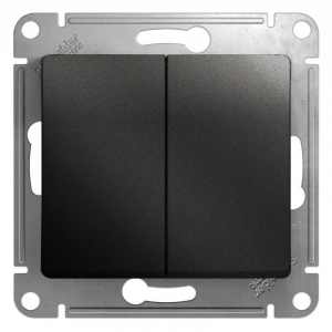 Переключатель двухклавишный проходной Systeme Electric Glossa 10A 250V антрацит GSL000765