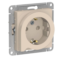 Розетка 2К+З Systeme Electric AtlasDesign 16A 250V со шторками бежевая ATN000247