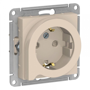Розетка 2К+З Systeme Electric AtlasDesign 16A 250V со шторками бежевая ATN000247
