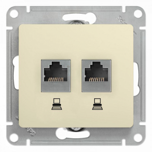 Розетка компьютерная двойная RJ45 Systeme Electric Glossa 5e кат UTP бежевая GSL000285KK
