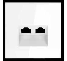 Накладка для розетки компьютерной двойной RJ45+RJ45 кат.6, S70 (белый глянцевый) Voltum VLS001401