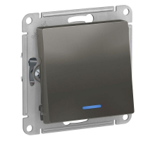 Переключатель одноклавишный проходной Systeme Electric AtlasDesign 10A 250V с подсветкой сталь ATN000963