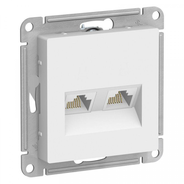 Розетка компьютерная двойная RJ45 Systeme Electric AtlasDesign 5e кат UTP белая ATN000185