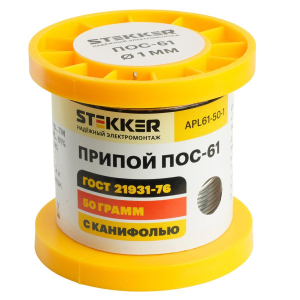 Припой ПОС-61 с канифолью в бобине 50 гр APL61-50-1 50316