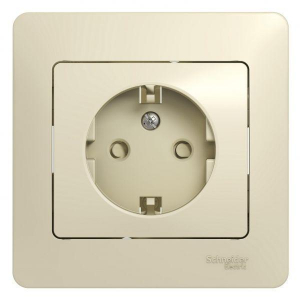 Розетка 2К+З Systeme Electric Glossa 16A 250V со шторками бежевая GSL000244