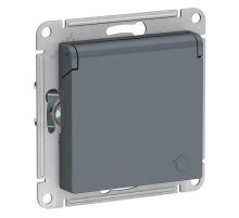 Розетка 2К+З Systeme Electric AtlasDesign 16A 250V со шторками и крышкой грифель ATN000746