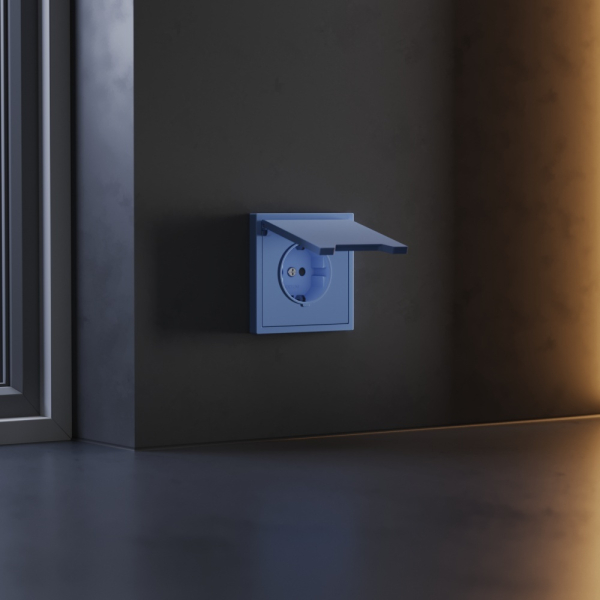 Накладка для розетки с заземлением, защитными шторками и крышкой, S70 (деним) Voltum VLS000815