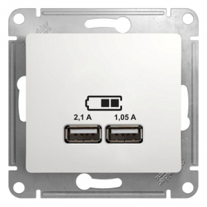 Розетка двойная USB Systeme Electric Glossa Type A+A белая GSL000133