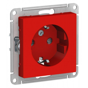 Розетка 2К+З Systeme Electric AtlasDesign 16A 250V со шторками красная ATN002045