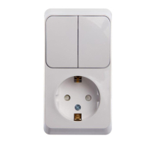 Блок розетка-выключатель Systeme Electric Этюд белый BPA16-202B