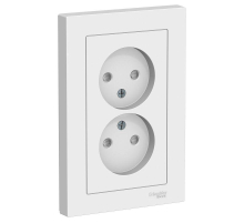 Розетка двойная 2К Systeme Electric AtlasDesign 16A 250V со шторками белая ATN000122