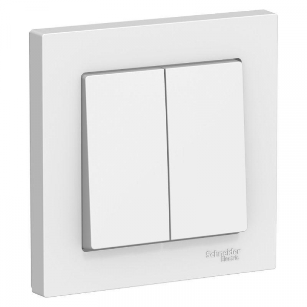 Выключатель двухклавишный Systeme Electric AtlasDesign 10A 250V белый ATN000152 Выключатель двухклавишный Systeme Electric AtlasDesign 10A 250V белый ATN000152