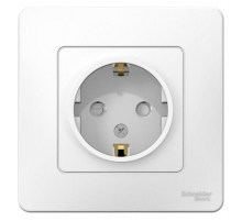 Розетка 2К+З Systeme Electric Blanca 16A 250V со шторками белая BLNRS001111