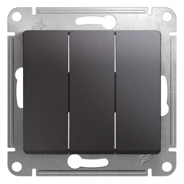Выключатель трехклавишный Systeme Electric Glossa 10A 250V графит GSL001331 Выключатель трехклавишный Systeme Electric Glossa 10A 250V графит GSL001331