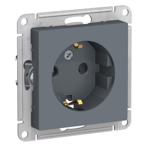 Розетка 2К+З Systeme Electric AtlasDesign 16A 250V со шторками грифель ATN000745