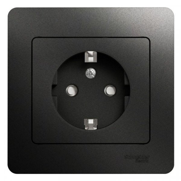 Розетка 2К+З Systeme Electric Glossa 16A 250V со шторками антрацит GSL000744 Розетка 2К+З Systeme Electric Glossa 16A 250V со шторками антрацит GSL000744