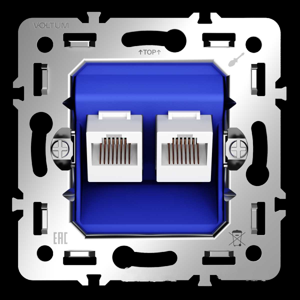 Механизм розетки компьютерной двойной RJ45+RJ45 кат.6, S70 Voltum VLS0602M