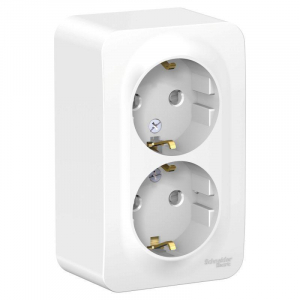 Розетка двойная 2К+З Systeme Electric Blanca 16A 250V со шторками белая BLNRA011201