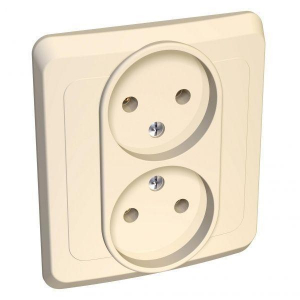 Розетка двойная 2К Systeme Electric Этюд 16A 250V кремовая PC16-005K