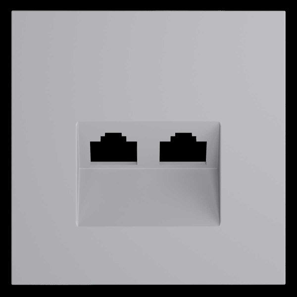 Накладка для розетки компьютерной двойной RJ45+RJ45 кат.6, S70 (серый) Voltum VLS001416