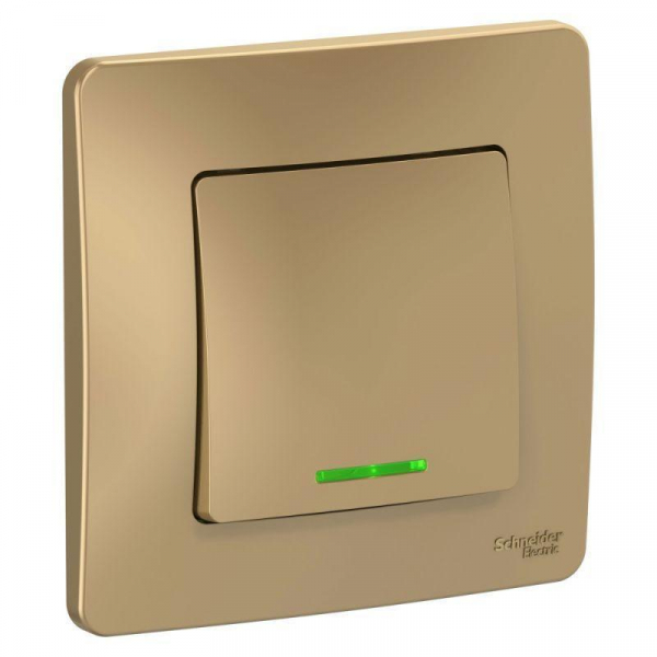 Выключатель одноклавишный Systeme Electric Blanca 10A 250V с подсветкой титан BLNVS010114 Выключатель одноклавишный Systeme Electric Blanca 10A 250V с подсветкой титан BLNVS010114
