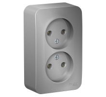 Розетка двойная 2К Systeme Electric Blanca 16A 250V алюминий BLNRA000213
