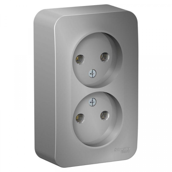Розетка двойная 2К Systeme Electric Blanca 16A 250V алюминий BLNRA000213 Розетка двойная 2К Systeme Electric Blanca 16A 250V алюминий BLNRA000213