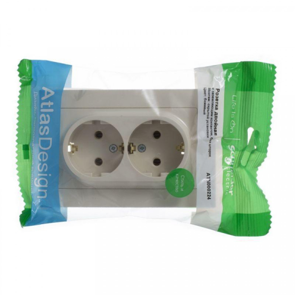Розетка двойная 2К+З Systeme Electric AtlasDesign 16A 250Vбежевая ATN000224 Розетка двойная 2К+З Systeme Electric AtlasDesign 16A 250Vбежевая ATN000224