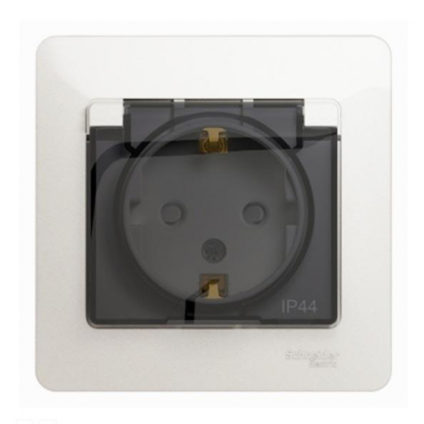 Розетка 2К+З Systeme Electric Glossa 16A 250V со шторками и крышкой перламутр GSL000648 Розетка 2К+З Systeme Electric Glossa 16A 250V со шторками и крышкой перламутр GSL000648