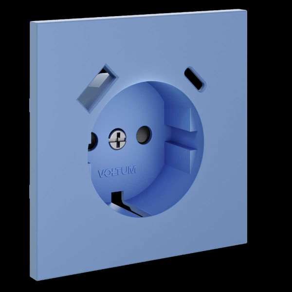 Накладка для розетки с заземлением и защитными шторками, с USB A+C, S70 (деним) Voltum VLS001015