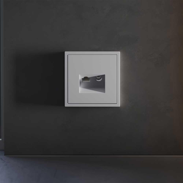 Накладка для розетки TV+RJ45 кат. 6, S70 (серый) Voltum VLS002716