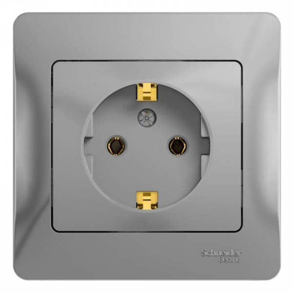 Розетка 2К+З Systeme Electric Glossa 16A 250V алюминий GSL000342 Розетка 2К+З Systeme Electric Glossa 16A 250V алюминий GSL000342