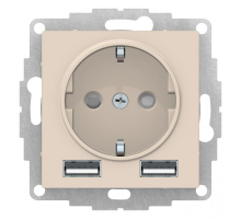 Розетка 2К+3/2хUSB Systeme Electric AtlasDesign 16A 250V Type A+A бежевая ATN000230