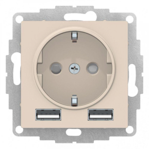 Розетка 2К+3/2хUSB Systeme Electric AtlasDesign 16A 250V Type A+A бежевая ATN000230