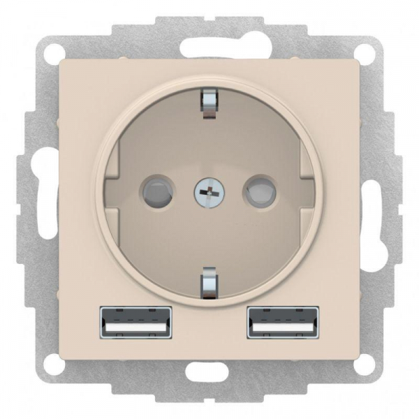 Розетка 2К+3/2хUSB Systeme Electric AtlasDesign 16A 250V Type A+A бежевая ATN000230 Розетка 2К+3/2хUSB Systeme Electric AtlasDesign 16A 250V Type A+A бежевая ATN000230