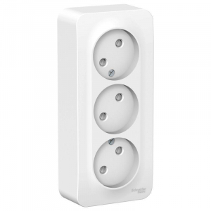 Розетка тройная 2К Systeme Electric Blanca 16A 250V со шторками белая BLNRA001311
