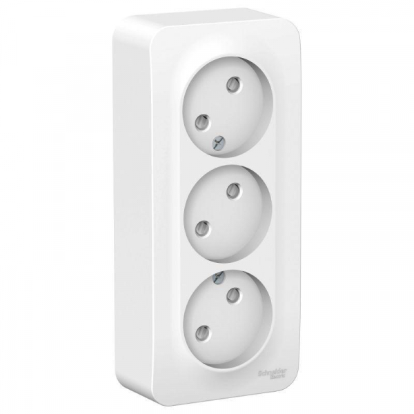 Розетка тройная 2К Systeme Electric Blanca 16A 250V со шторками белая BLNRA001311 Розетка тройная 2К Systeme Electric Blanca 16A 250V со шторками белая BLNRA001311