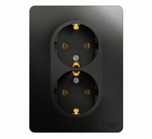 Розетка двойная 2К+З Systeme Electric Glossa 16A 250V антрацит GSL000724