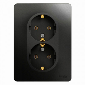 Розетка двойная 2К+З Systeme Electric Glossa 16A 250V антрацит GSL000724